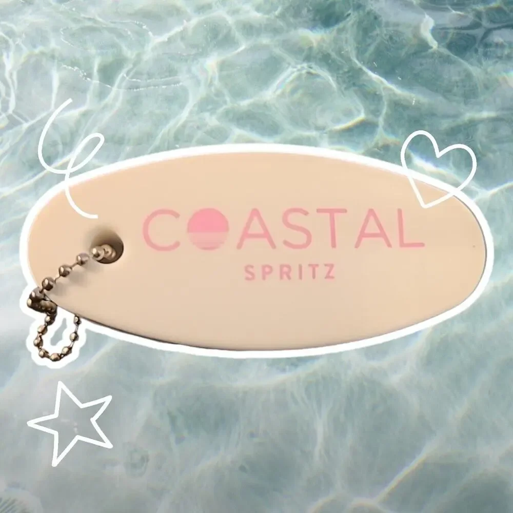 Coastal Spritz Wine In A‎ Can Promotional Floating Boat Keychain Foam White Pink
